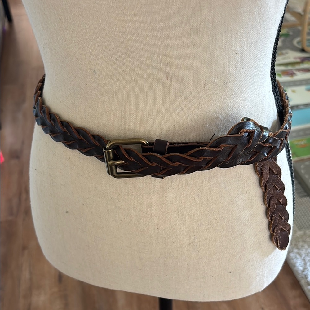 Braided Brown Leather Belt